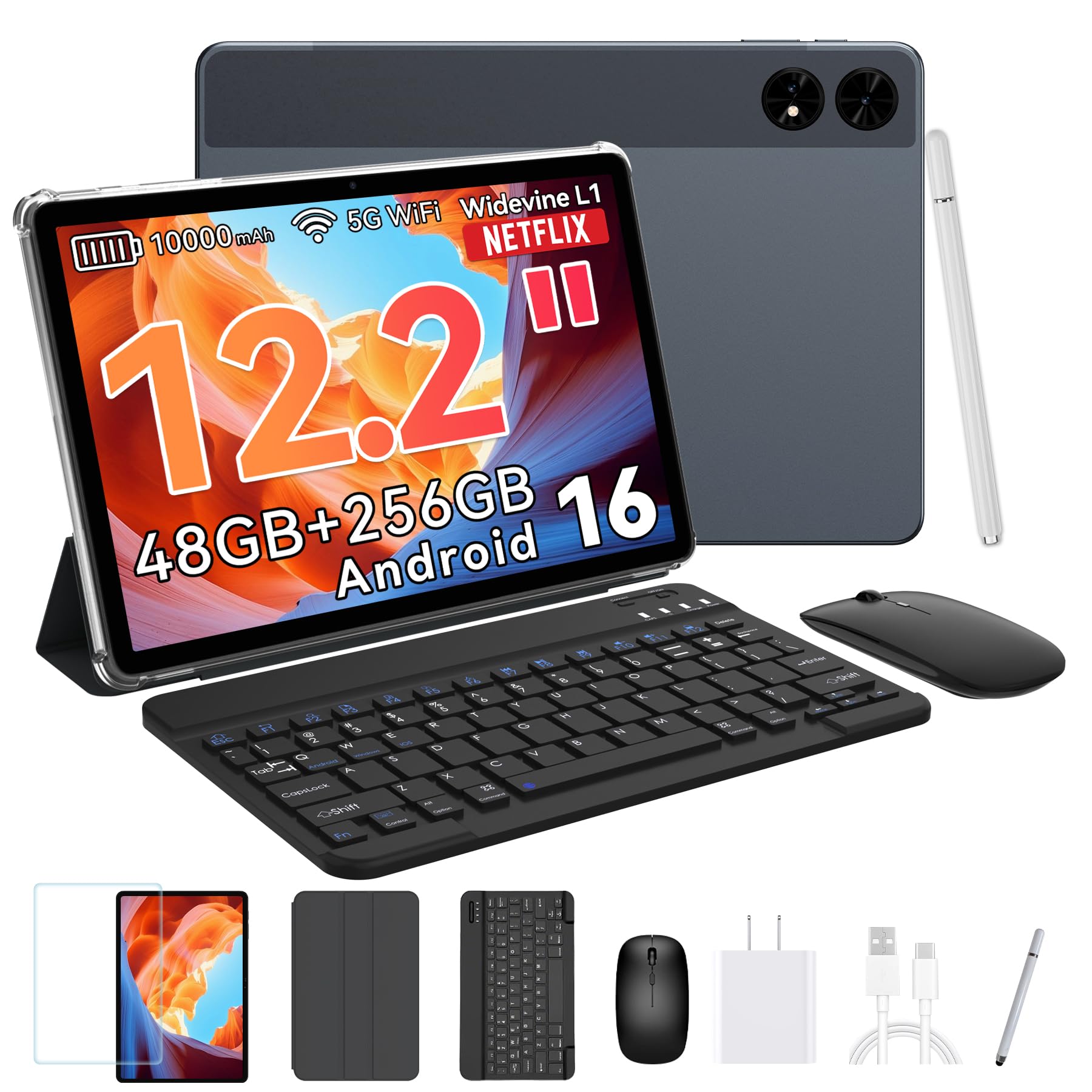 Amazon.com : BESTTAB 12 Inch Gaming Tablet, 48GB RAM+256 Storage